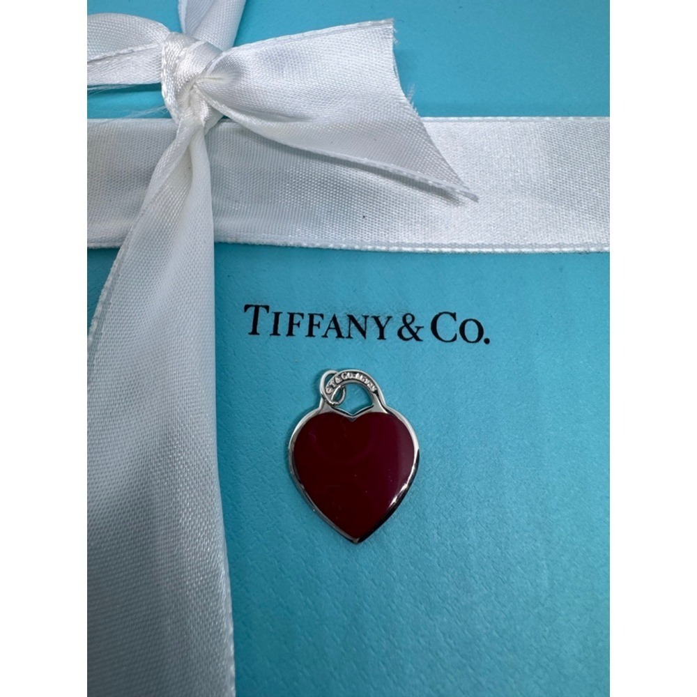 Tiffany & Co Return to Tiffany Red Enamel Heart Tag Bead Bracelet Silver 925